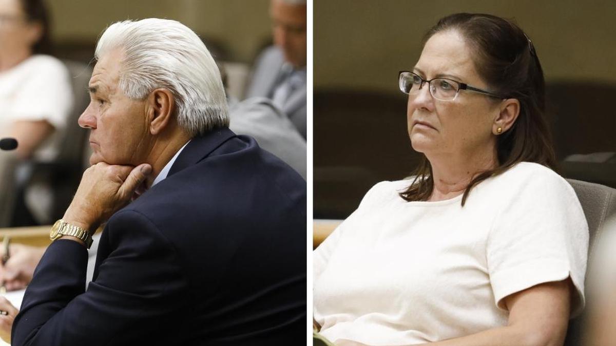 Rodney Jarmin, left, and Tammy Jordan of Real Property Lenders listen in court in July. A jury is now deliberating whether the two knowingly omitted information that cost their investors hundreds of thousands of dollars in 2007.