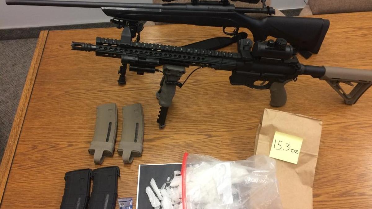 The Santa Barbara County Sheriff’s Office seized approximately 1 pound of crystal methamphetamine, two firearms and high capacity magazines from a residence on Oak Knoll Road in Orcutt on Friday, Sept. 1, 2017.
