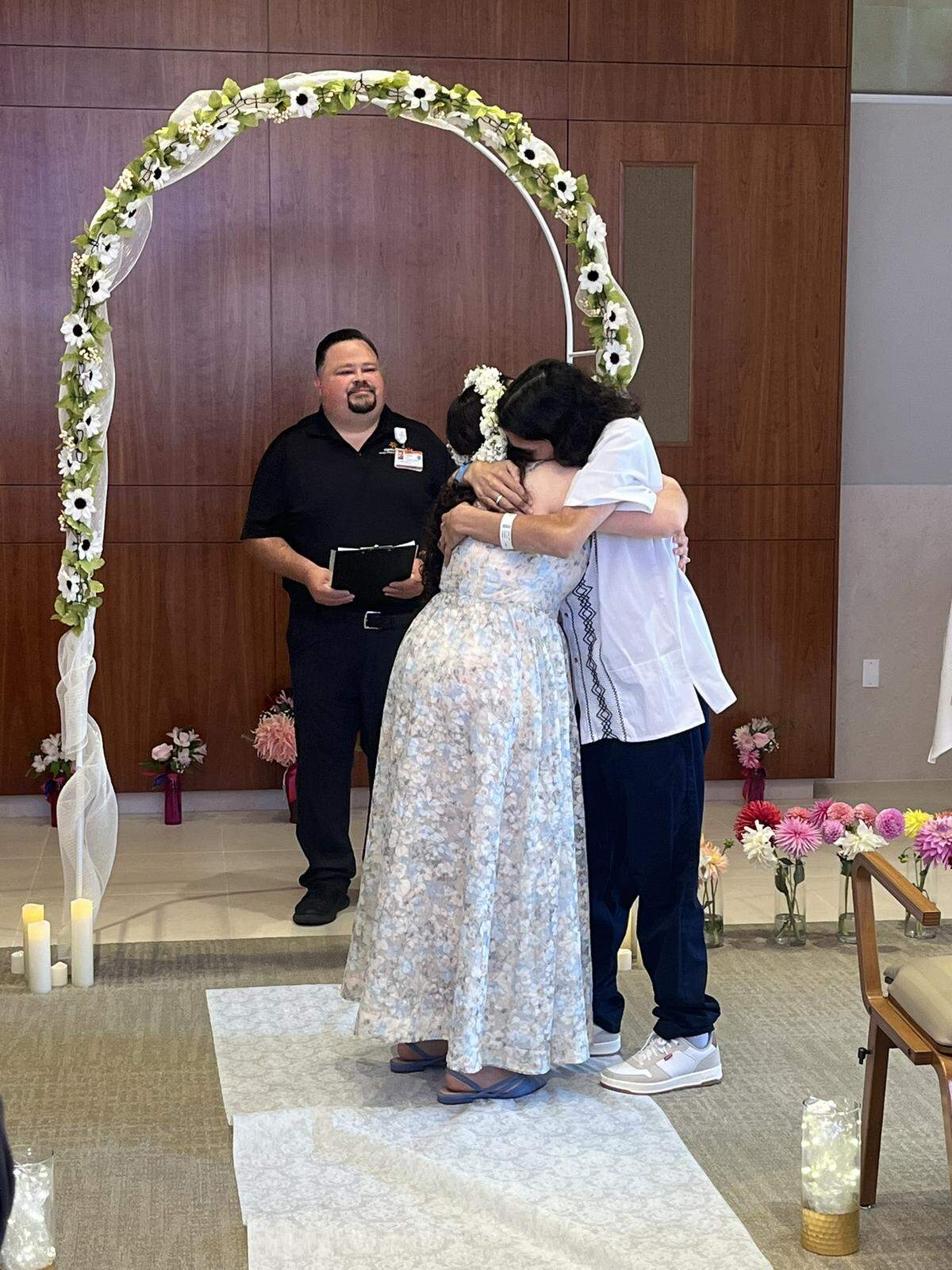 French Hospital Medical Center patient Tomás Hernández married his fiancée Kassandra Salcedo at the hospital’s chapel on Oct. 9, 2024.