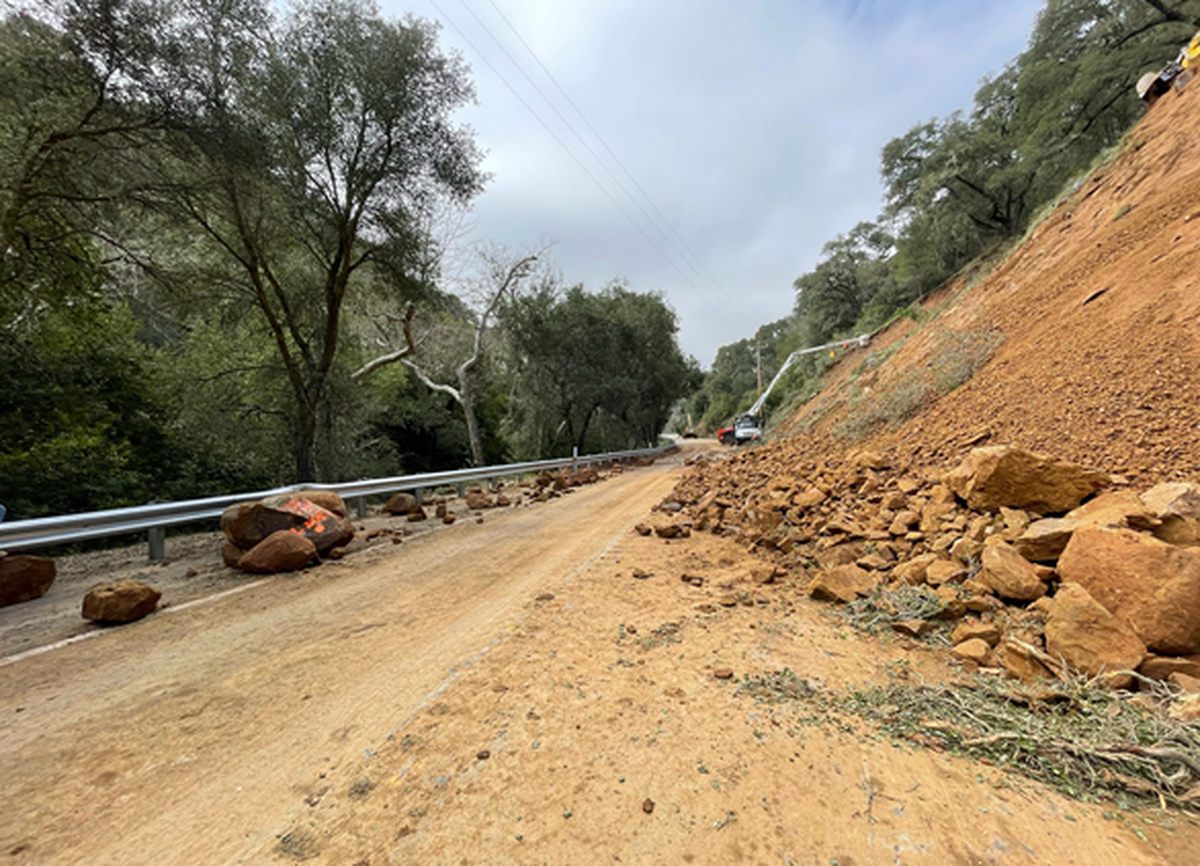 A landslide closed Highway 41 from San Gabriel Road to Los Altos Road in Atascadero on March 14, 2023. The road may open sooner than expected.