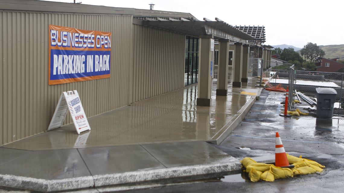 San Luis Obispo's Laurel Lane shopping center is still under construction with upgrades ongoing through the summer. The center's developer, Patrick Aurignac, is improving the site, which will include an Efren's restaurant. A coffee shop, barber shop and liquor store are open while improvements are made.