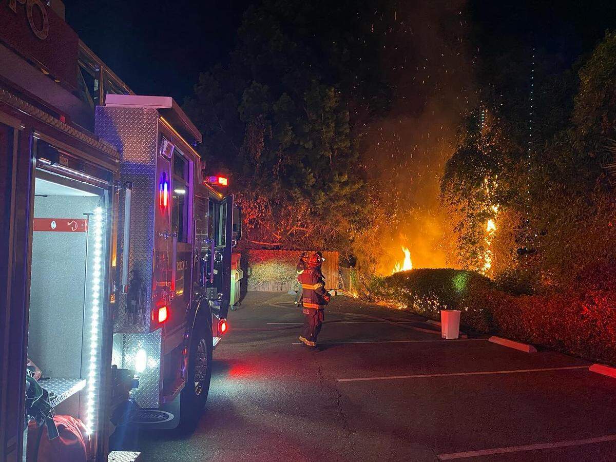 Firefighters extinguished a fire on Chorro Street near the shoulder of Highway 101 on Sept. 4, 2024.