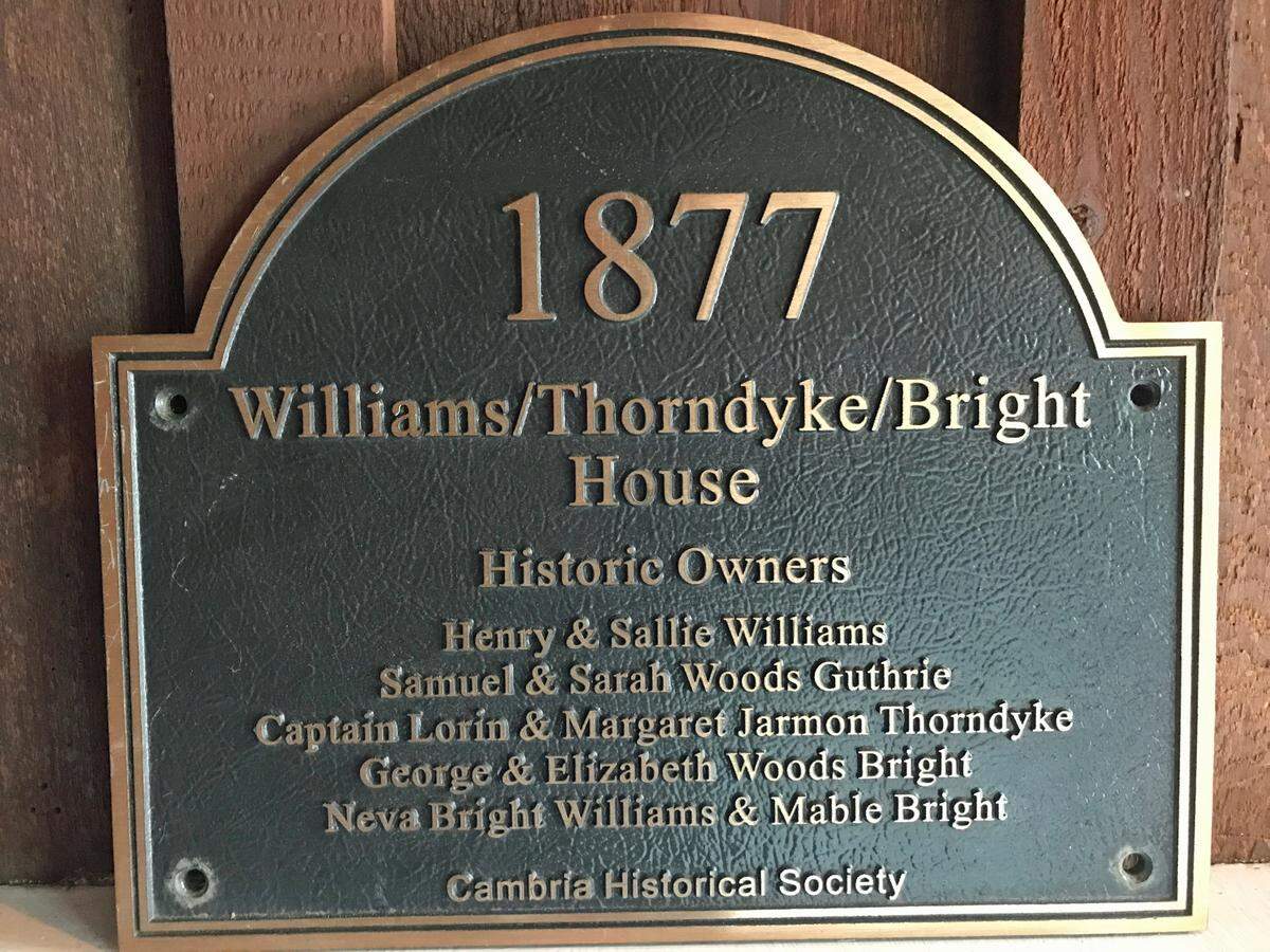 This plaque from the Cambria Historical Society lists some of the people who’ve owned and lived in the cozy house at 4286 Bridge St., now occupied by the new Brydge restaurant.
