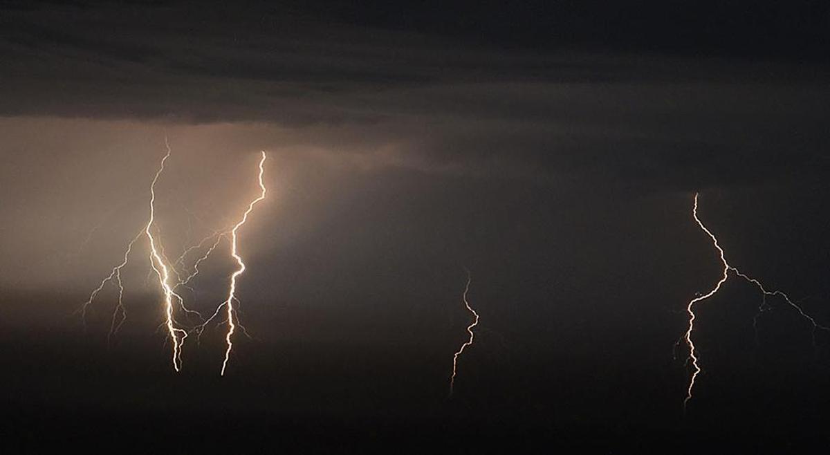 Lighting above the Santa Barbara Channel on Sunday, Sept. 10, 2017.