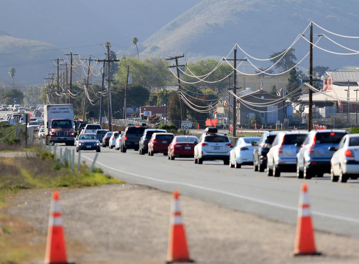 New barriers have been added to the construction site on Tank Farm Road in San Luis Obispo to separate workers from traffic.