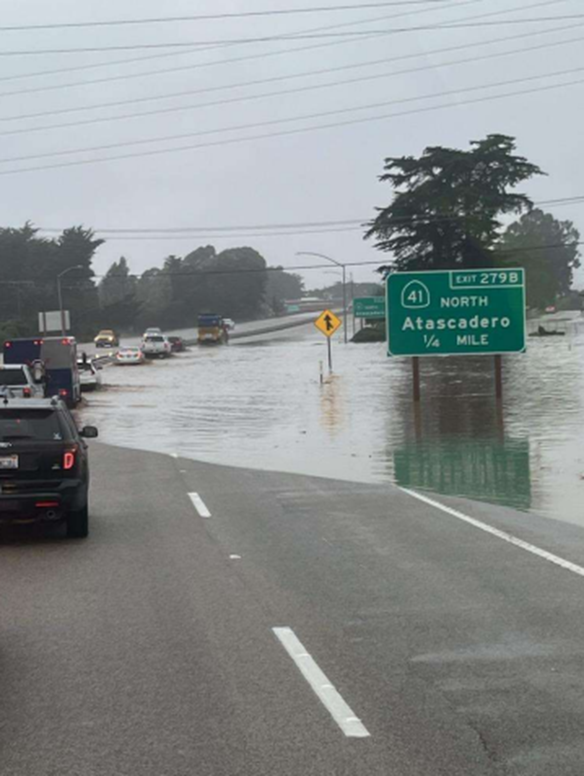 Highway 1 closed in Morro Bay during the January 2023 flood.
