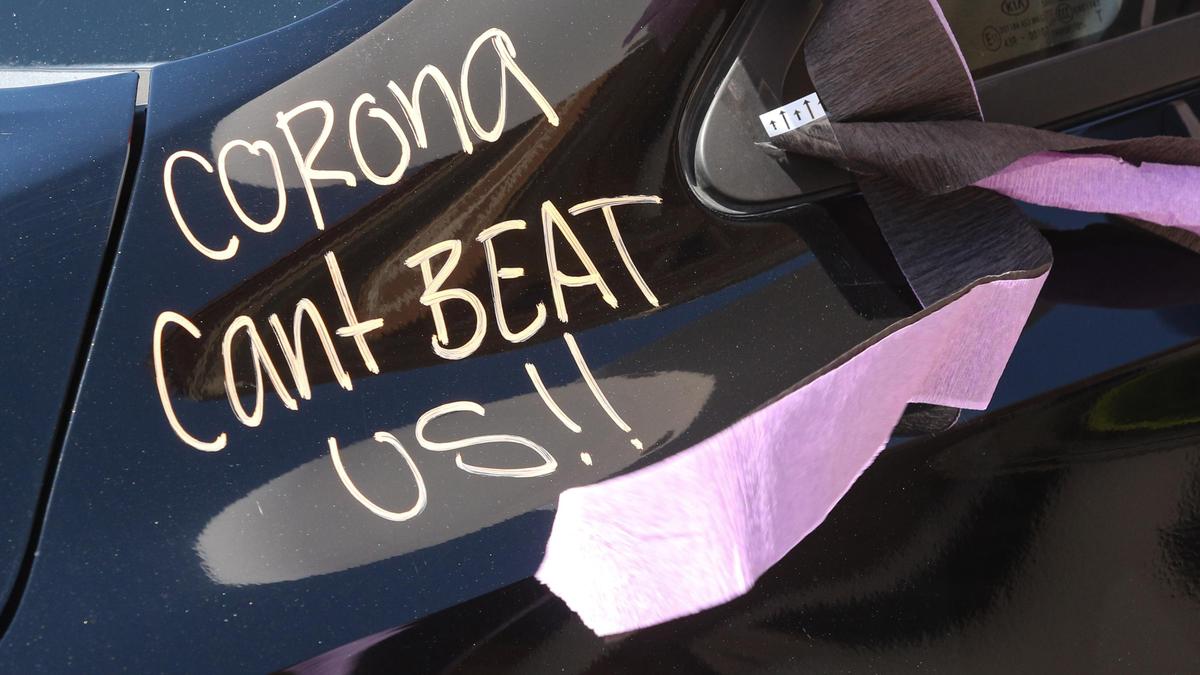 Atascadero’s three high schools coordinated to provide a combined drive-through graduation at City Hall due to coronavirus restrictions prohibiting mass gatherings. Seniors and their families decorated their vehicles with written messages, streamers, balloons and even baby photos.