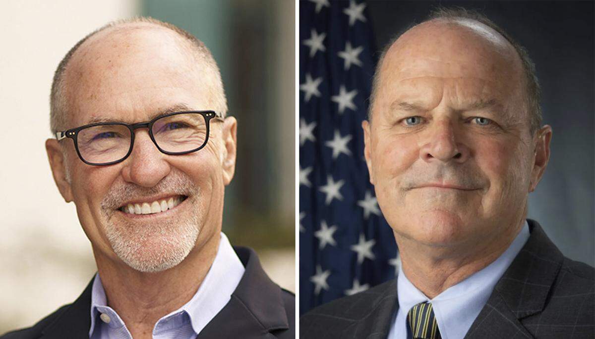 Democrat Gregg Hart, left, and Republican Mike Stoker are competing for the District 37 seat in the state Assembly.