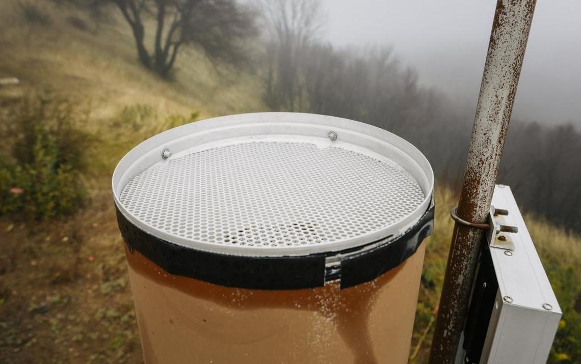 A screen on the top of the Rocky Butte rain gauge keeps debris out.