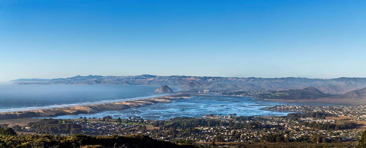 The Morro Bay Estuary seen from the hills above Los Osos.