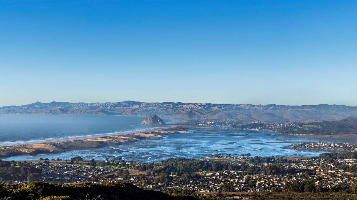 The Morro Bay Estuary seen from the hills above Los Osos.