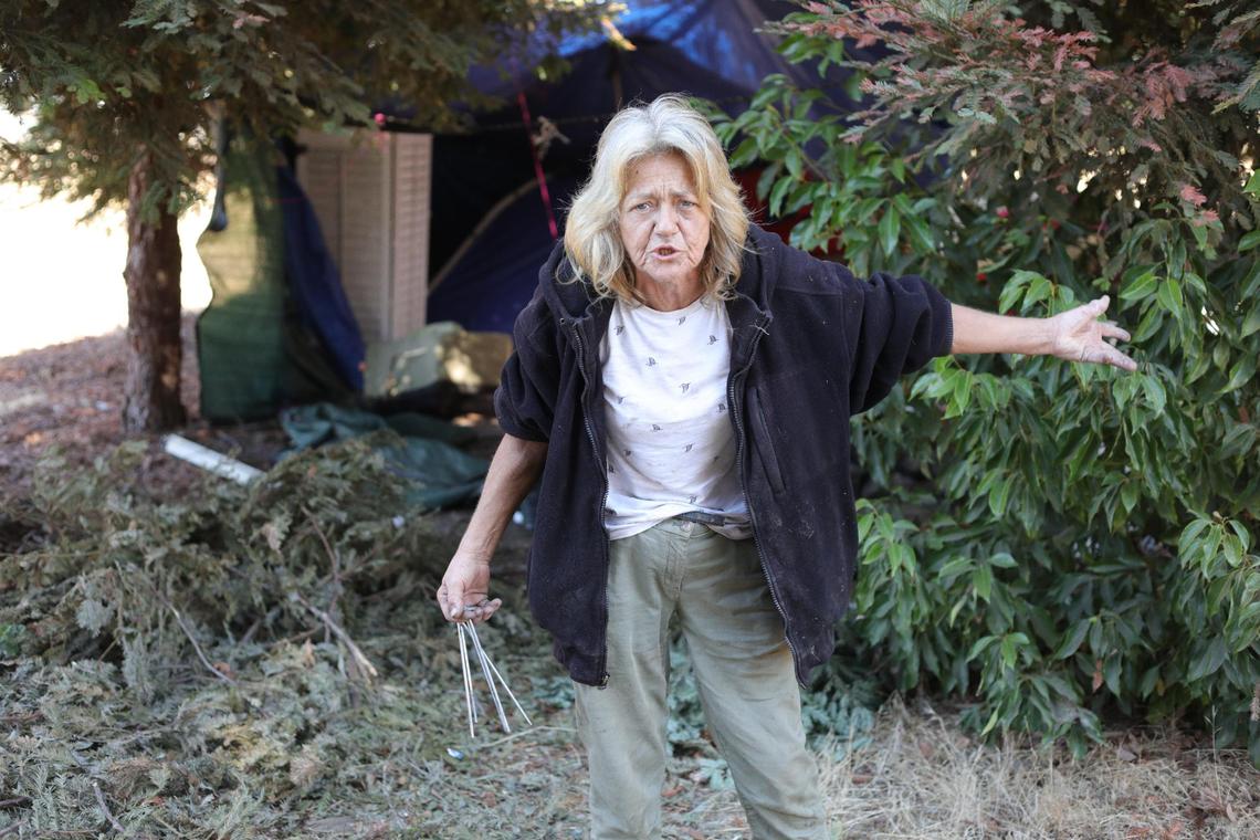 Terry Leach, 59, had lived along San Luis Obispo Creek for over two years in this 2020 photo. The city was clearing out 58 homeless camps along the Bob Jones Trail from Prado Road to Los Osos Valley Road, in advance of winter weather.