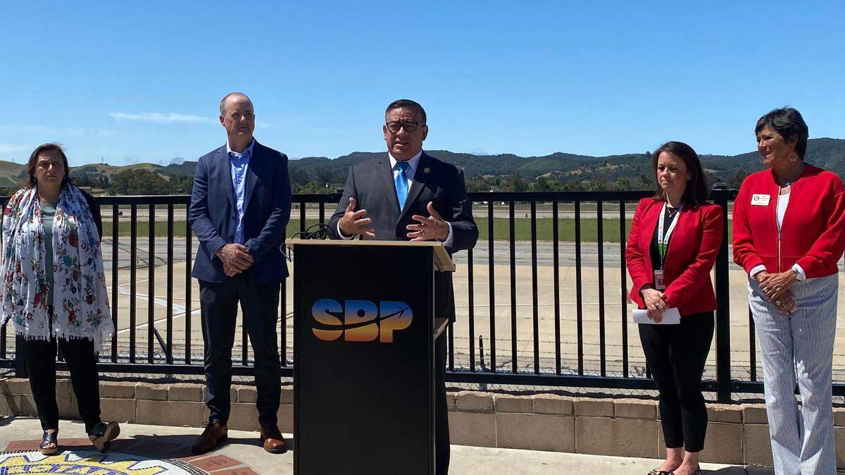 Congressman Salud Carbajal celebrated the passage of a package of bills that address PFAS pollution on May 29, 2024, at the San Luis Obispo County Regional Airport.