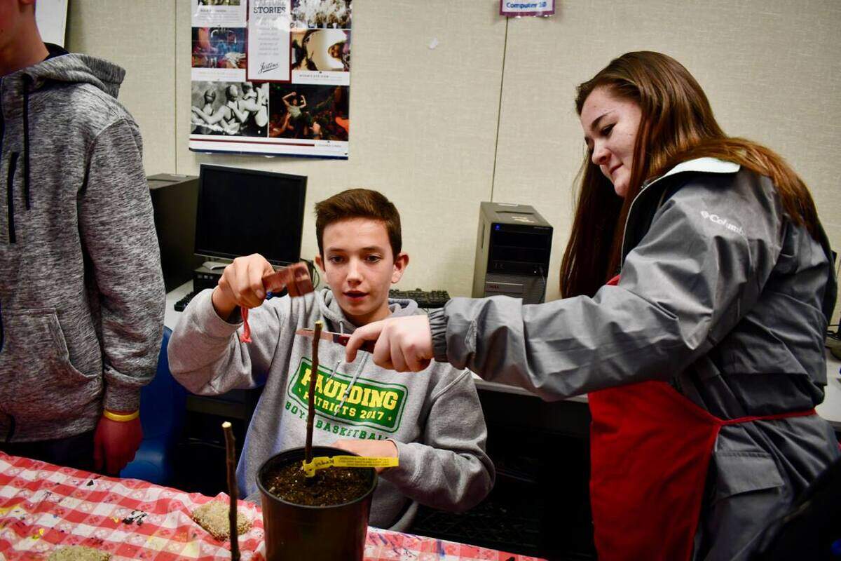 Paulding Middle School students participating in a horticulture project.