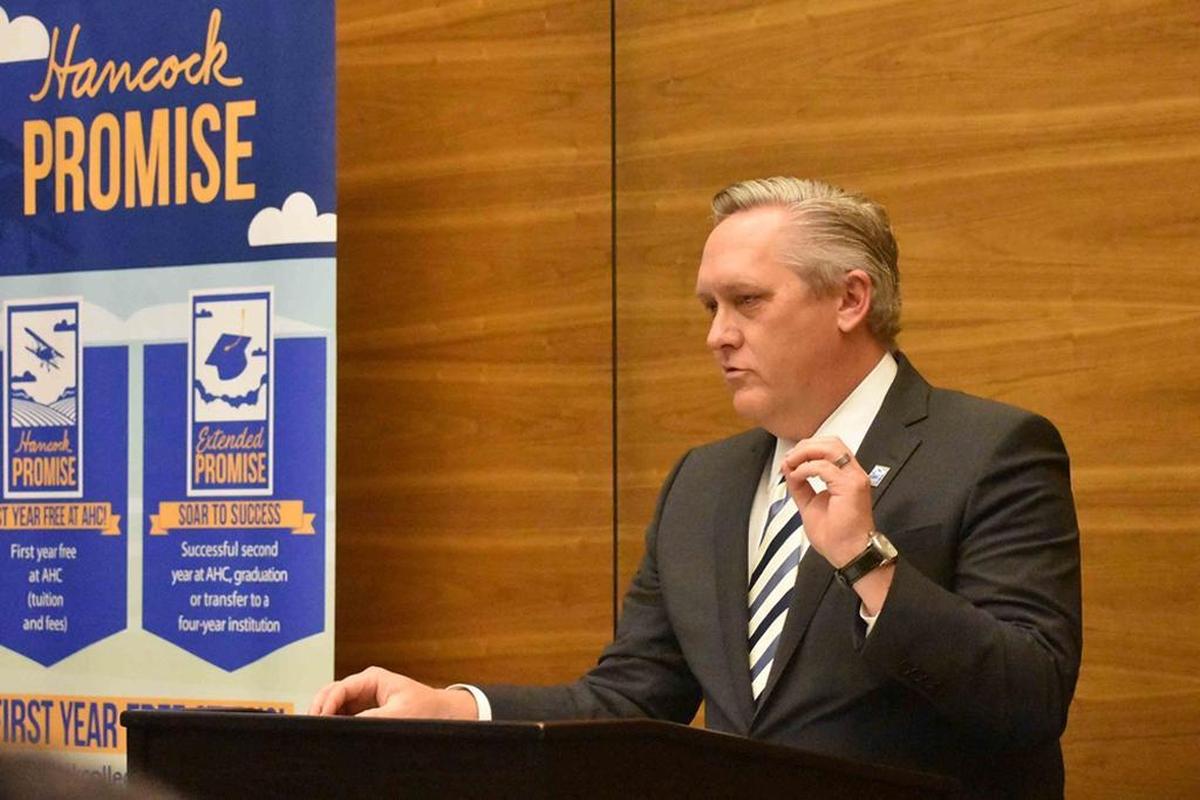 Allan Hancock College Superintendent/President Kevin Walthers speaks about The Hancock Promise endowment to provide local high school graduates with free tuition.