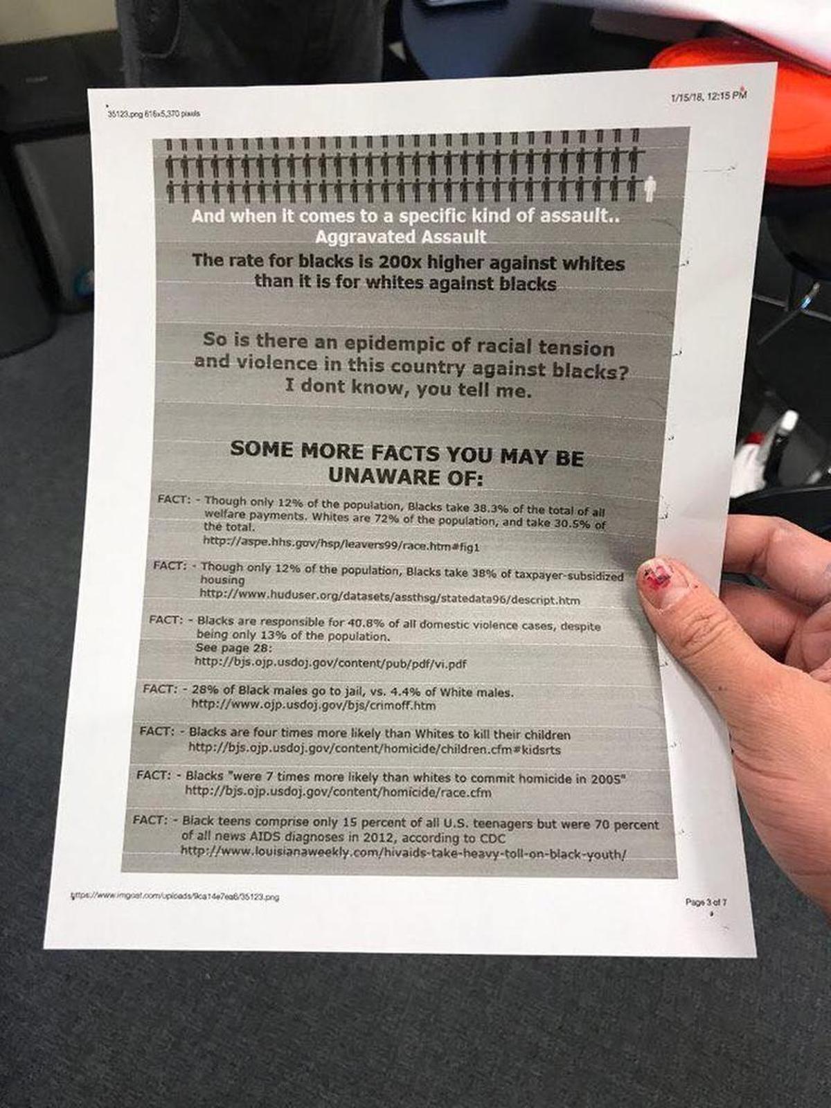 Cal Poly student Gina said she first saw these flyers posted on campus on Jan. 16, the day after Martin Luther King Jr. Day. It is unknown if these flyers were the ones alluded to in President Jeffrey Armstrong’s email.