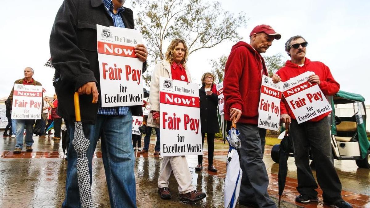 About 85 members of Cuesta College’s faculty union held a picket Friday to raise awareness of what they call a continued lack of fair compensation and to emphasize the need for a substantial raise. The union is at impasse with the district over compensation.