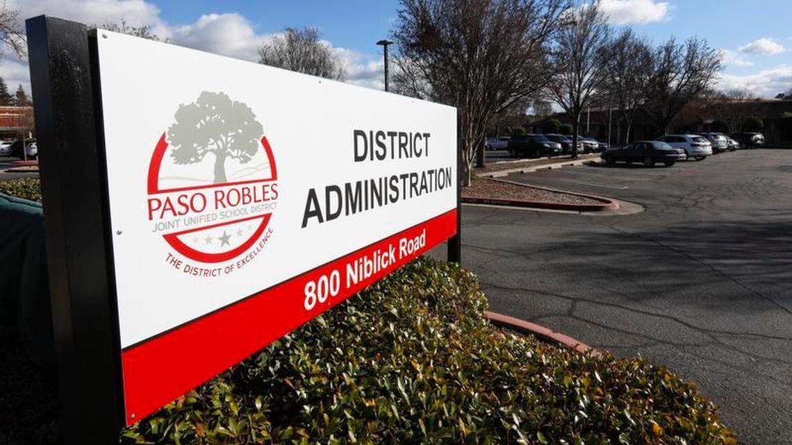A sign at the Paso Robles Joint Unified School District office on Niblick Road.