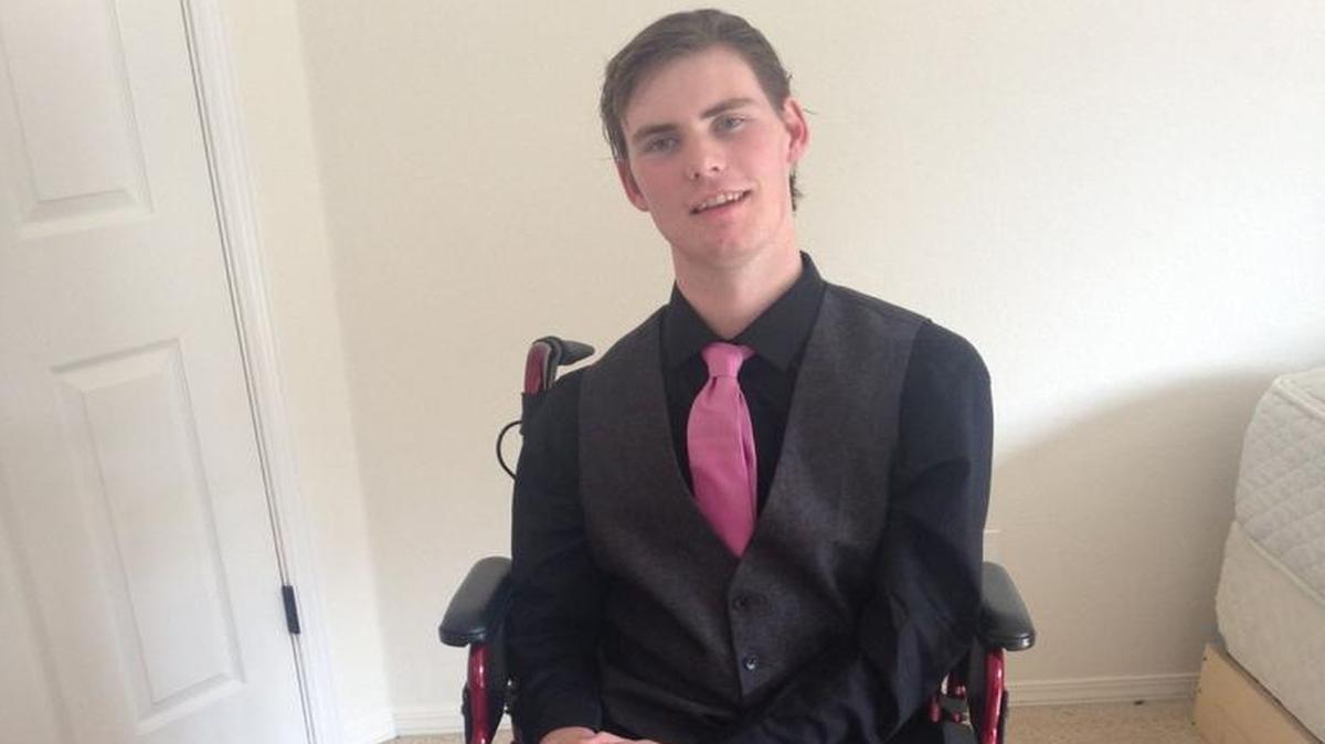 Jared Springer, a senior at Arroyo Grande High School, was diagnosed with a brain tumor in 2014. He was told last week that he could not attend prom on Saturday because of absences related to a hip injury. Here he is pictured wearing what he planned to wear to the dance.