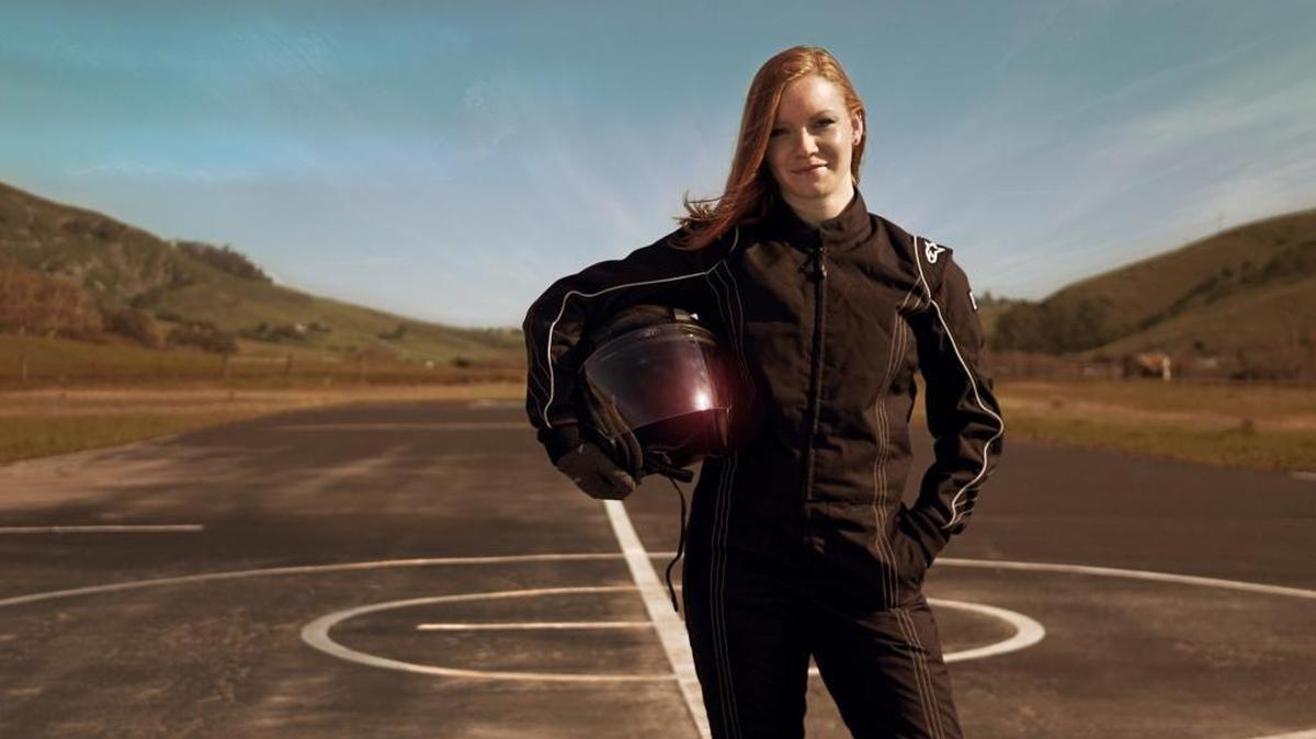 Lacey Davis, the Cal Poly freshman chosen to pilot PROVE Lab’s experimental solar-powered vehicle.