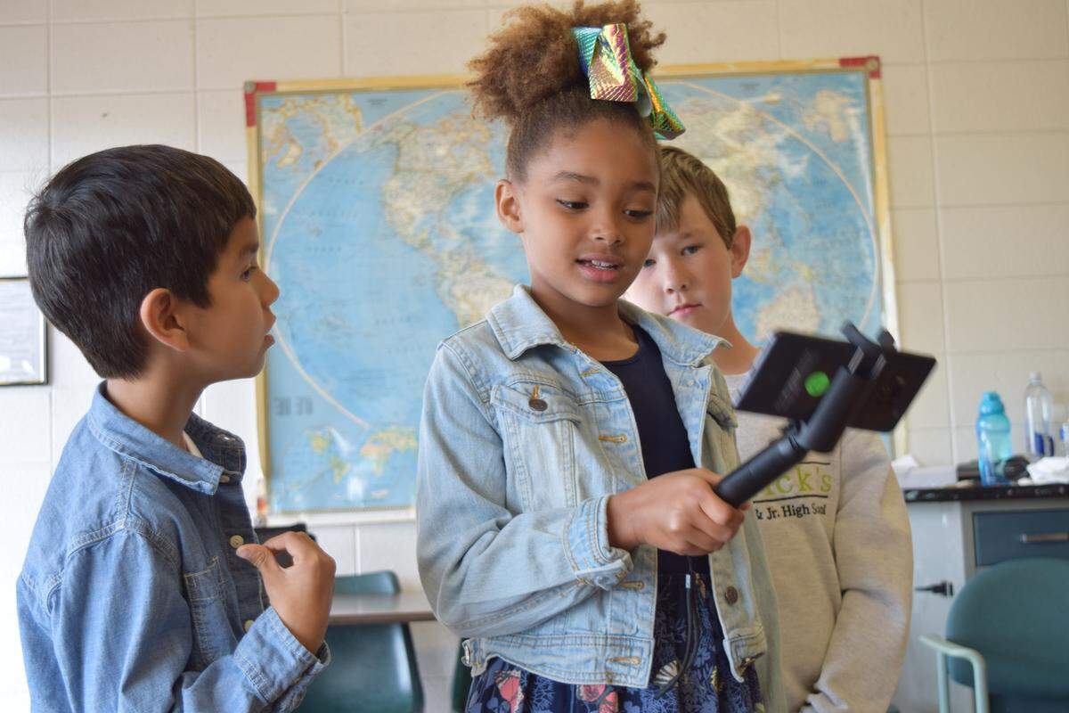 St. Patrick Catholic School in Arroyo Grande hosted a Google Expedition lesson on April 18, 2018, where first grade students used augmented reality to learn about camouflage.