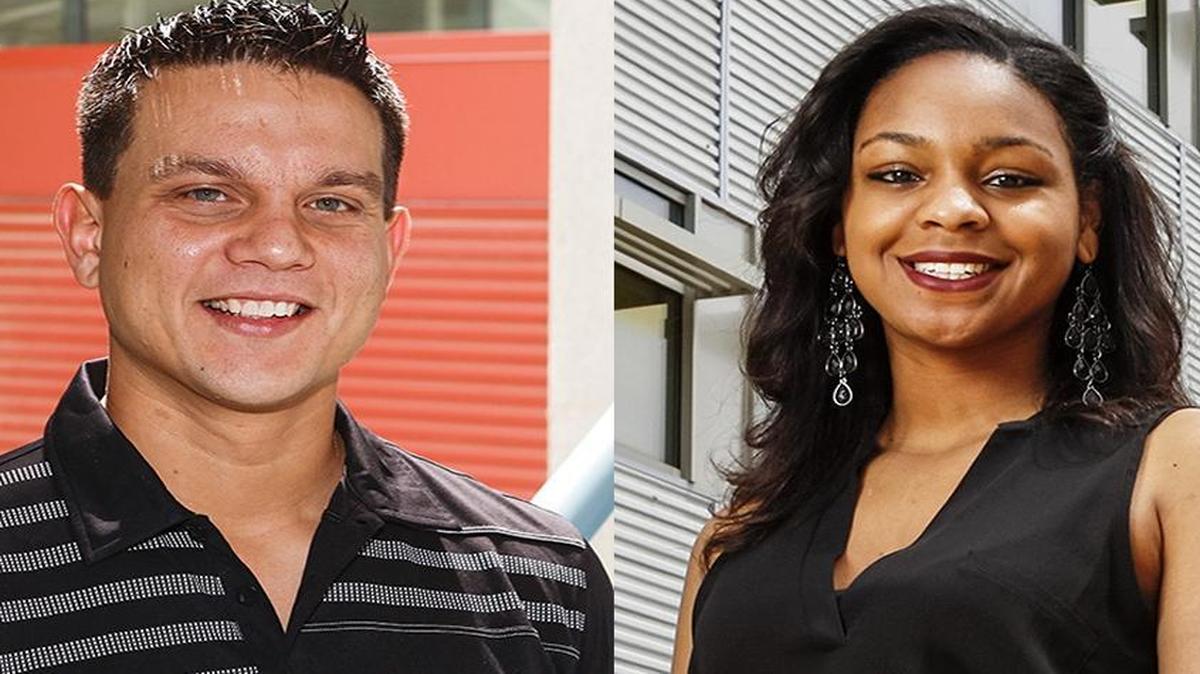 Left, Daniel Guthrie dropped out of high school and served in combat missions in Iraq before majoring in kinesiology. Right, Braxton Cullors, an aerospace engineering student, is the only African-American woman in her program. Both Cal Poly students are graduating this weekend.