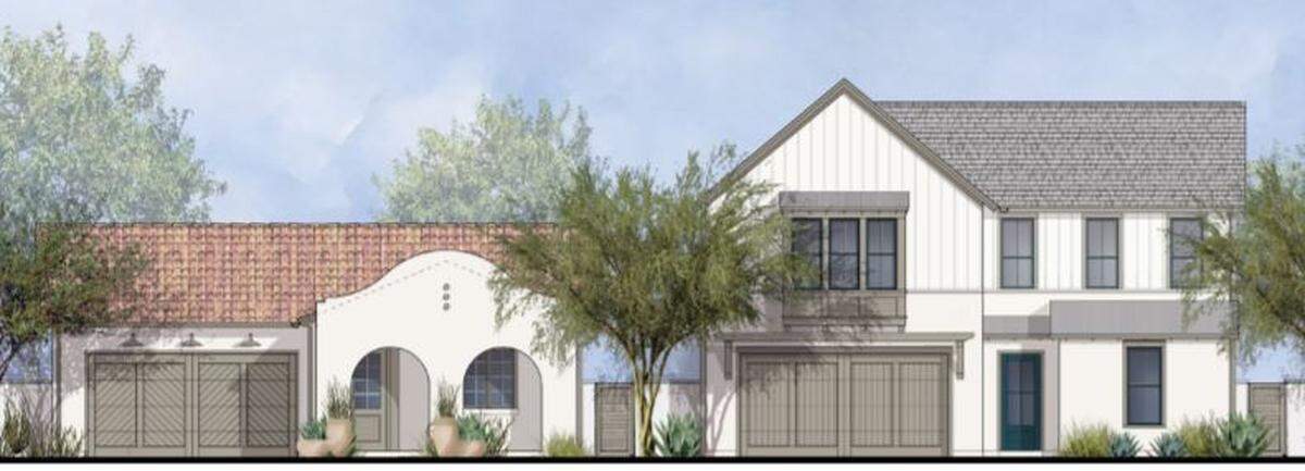 An artist’s rendering shows a streetscape in the Viñedo community planned for the South Chandler Ranch-Olsen Ranch area on the east side of Paso Robles.