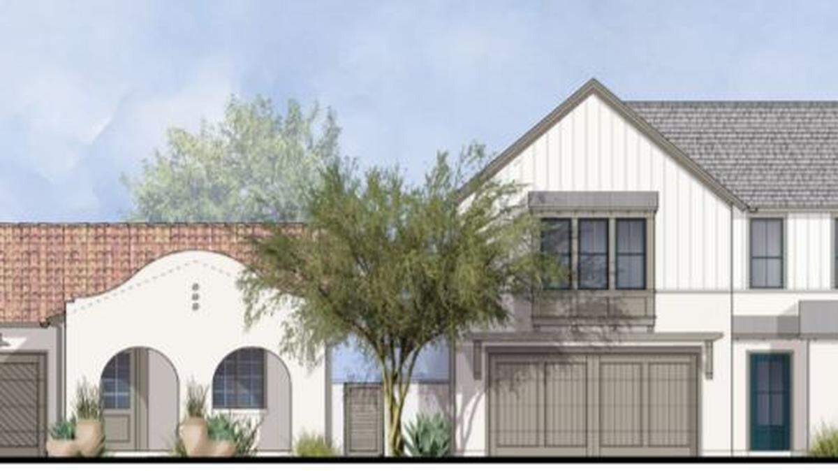 An artist’s rendering of a streetscape in the Viñedo community planned for the South Chandler Ranch-Olsen Ranch area on the east side of Paso Robles.