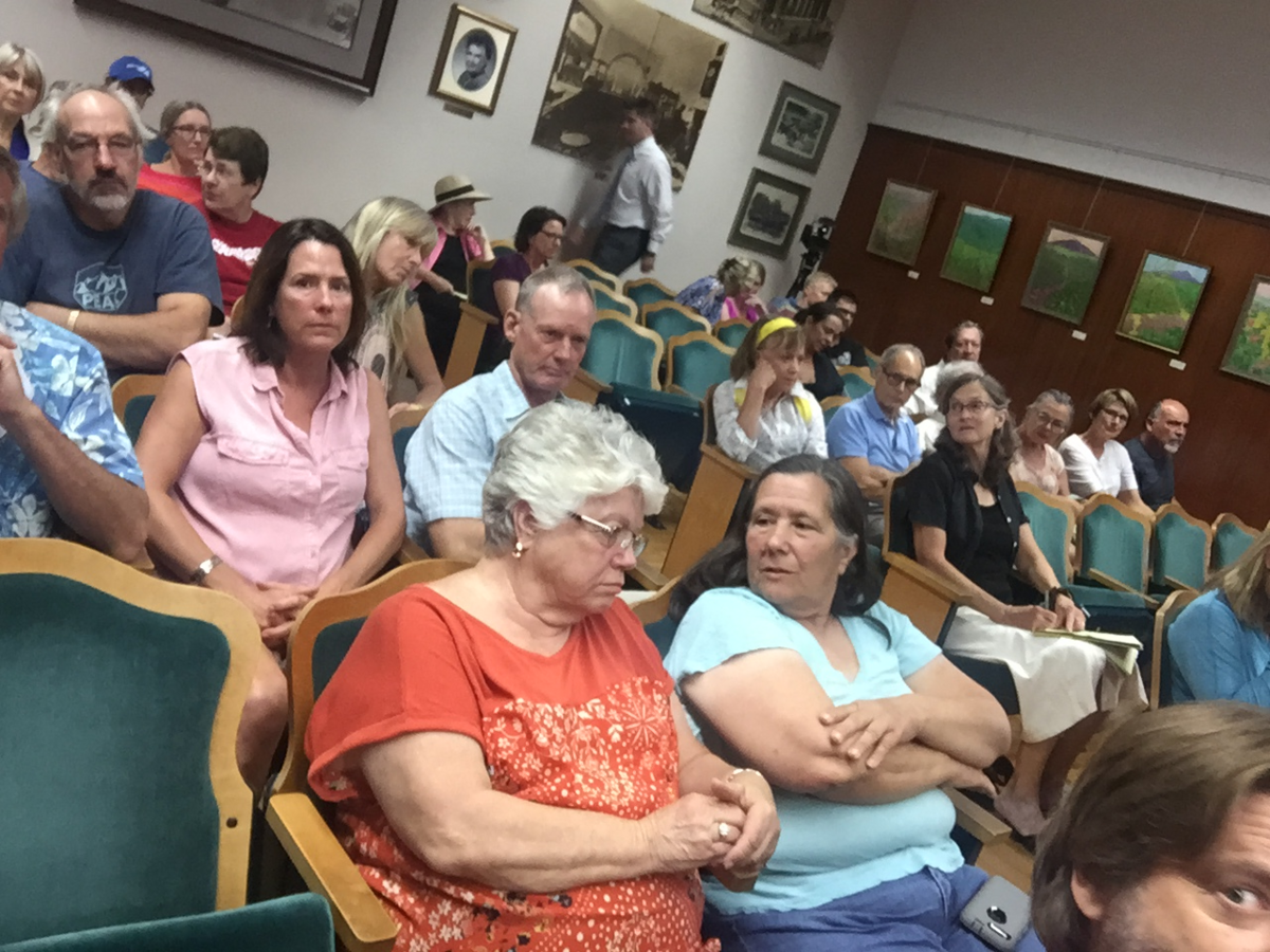 Residents gather at Wednesday’s San Luis Obispo Planning Commission meeting, where many spoke out against a project proposed for 790 Foothill Blvd.