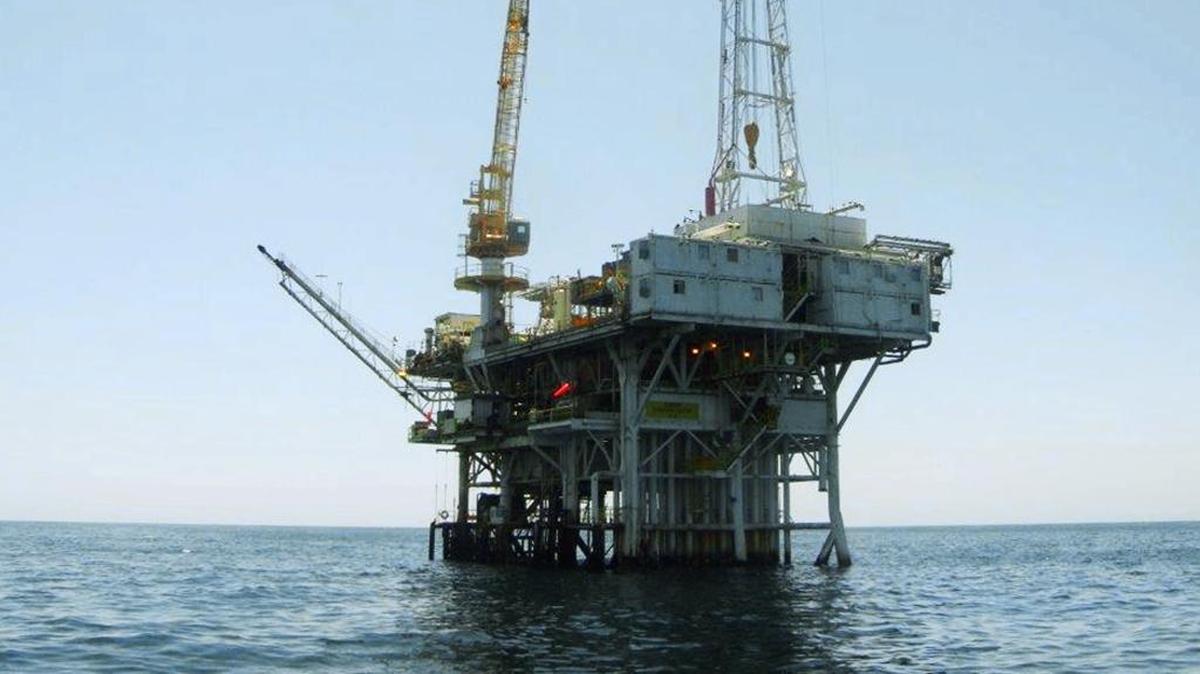 This undated photo provided by the California State Lands Commission shows Platform Holly, an oil drilling rig in the Santa Barbara Channel offshore of the city of Goleta. The platform will be decommissioned and its operator is seeking bankruptcy protection, almost three years after the platform was idled when an onshore pipeline ruptured and spilled a massive amount of oil into the ocean.