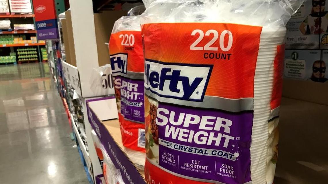 The Costco store on Los Osos Valley Road sells Hefty brand Styrofoam plates in packages of 220, in violation of a San Luis Obispo law. A Costco official declined comment when contacted by The Tribune on Monday.