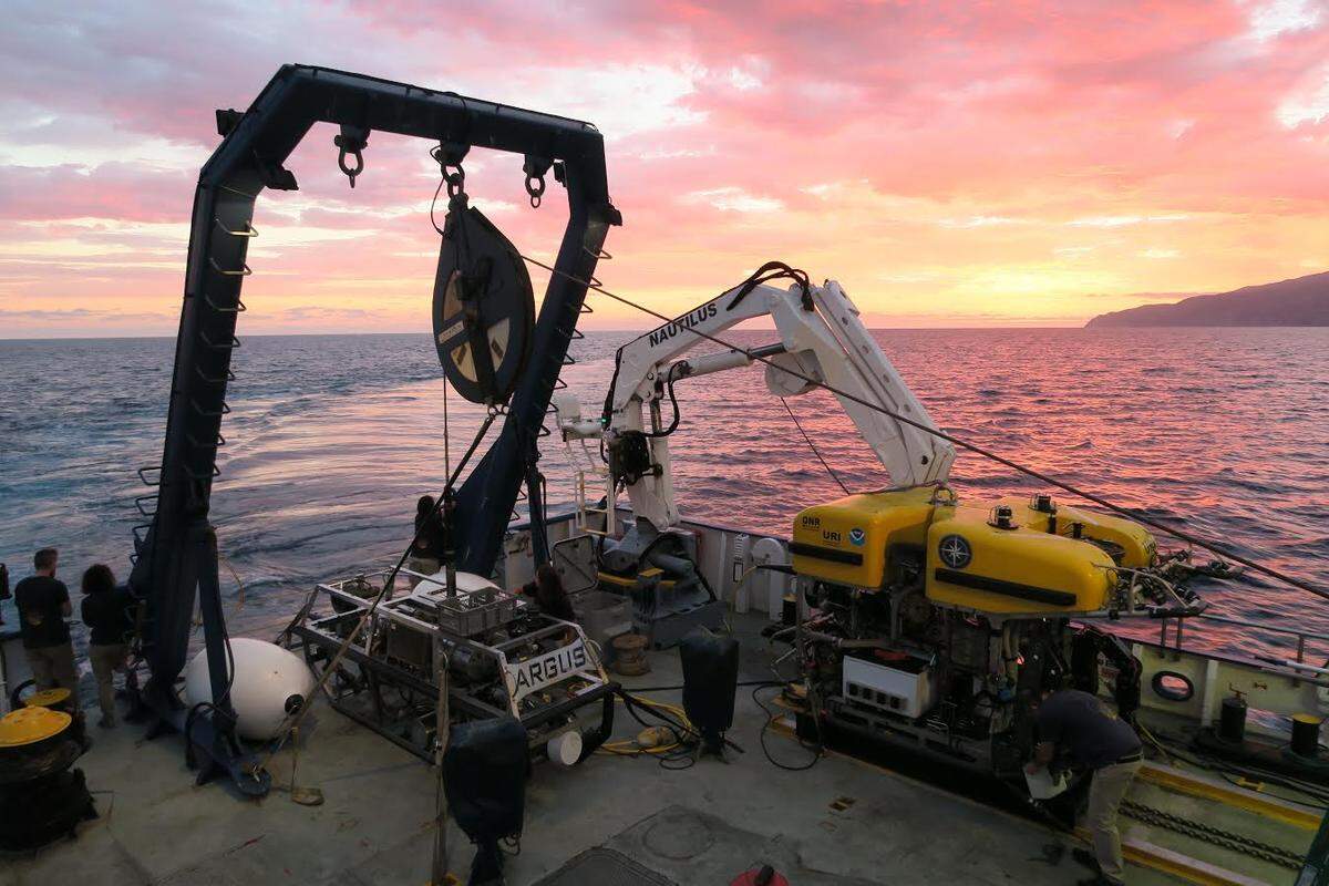 The Argus (left) and the Hercules (right), two remotely operated vehicles being used to explore deep water areas of the Monterey Bay National Marine Sanctuary.