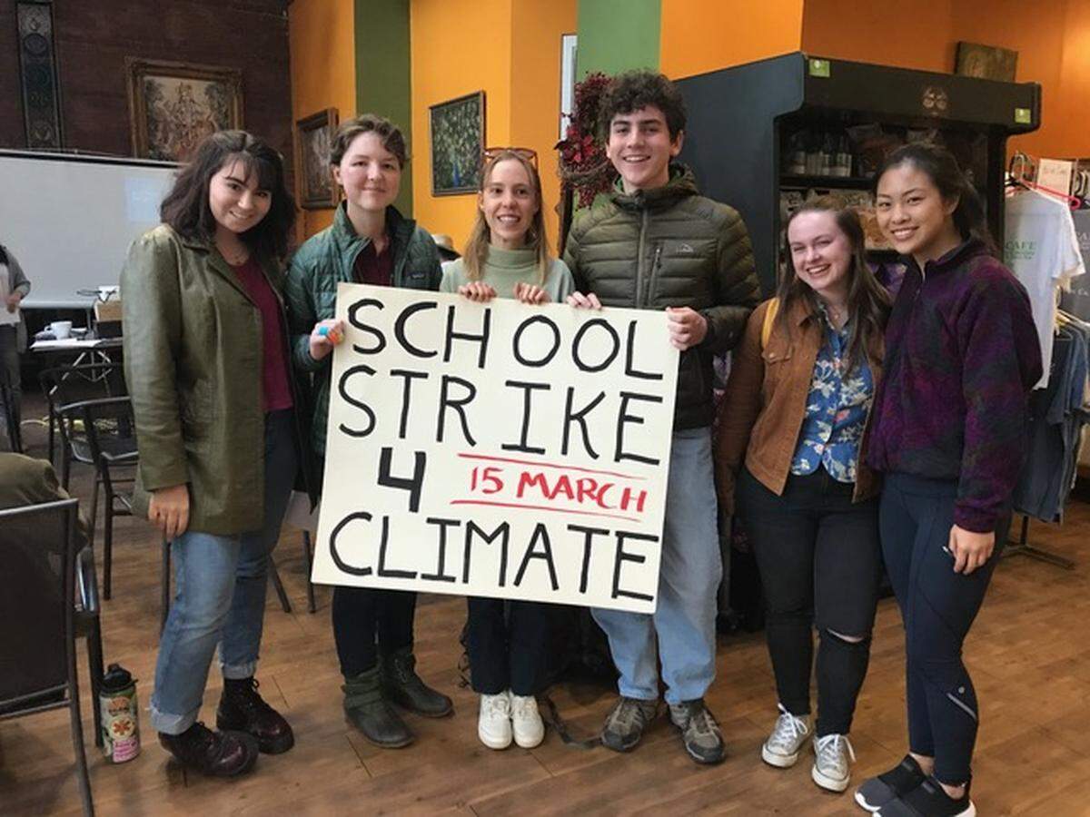 Local students announce the upcoming walkout, called the Youth Climate Strike.