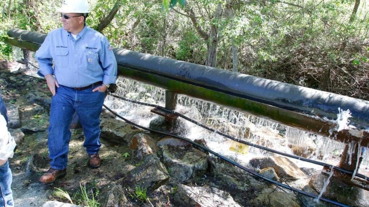 Up to 20,000 barrels of purified water can be released from the Price Canyon Oil Field into Pismo Creek. The water from reverse osmosis is so pure that minerals need to be added before it can be released into the creek. John Martini watches over the process in March 2016.