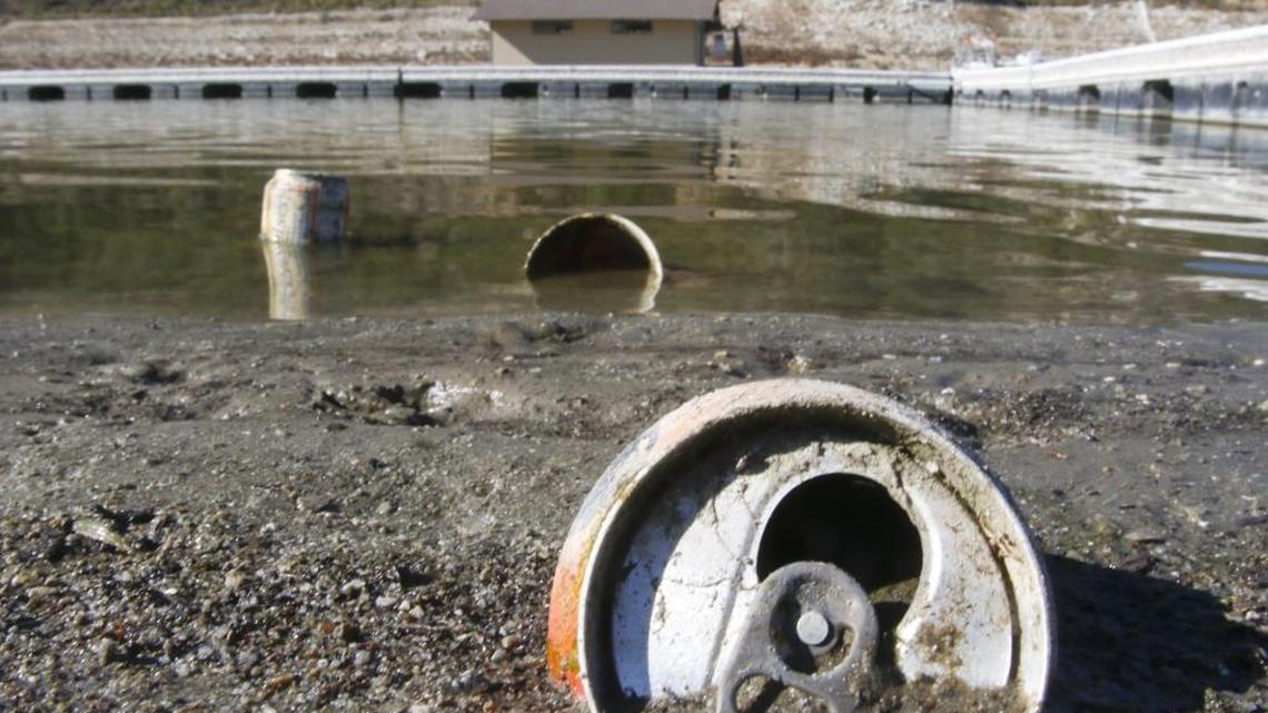 Drought, low water levels at Lopez Lake make trash cleanup a breeze