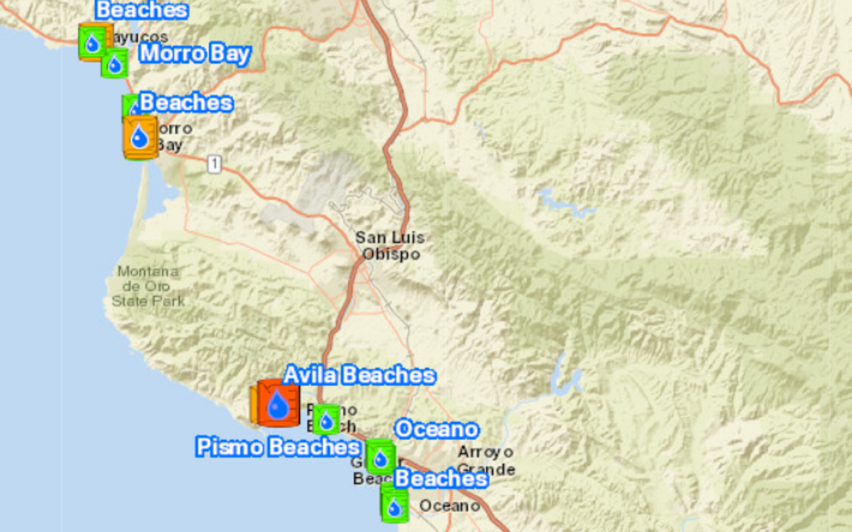 The map shows San Luis Obispo County beach closures and health advisories as of Friday, Jan. 27, 2017. Avila Beach remained closed between the pier and San Luis Obispo Creek because of a sewage spill.