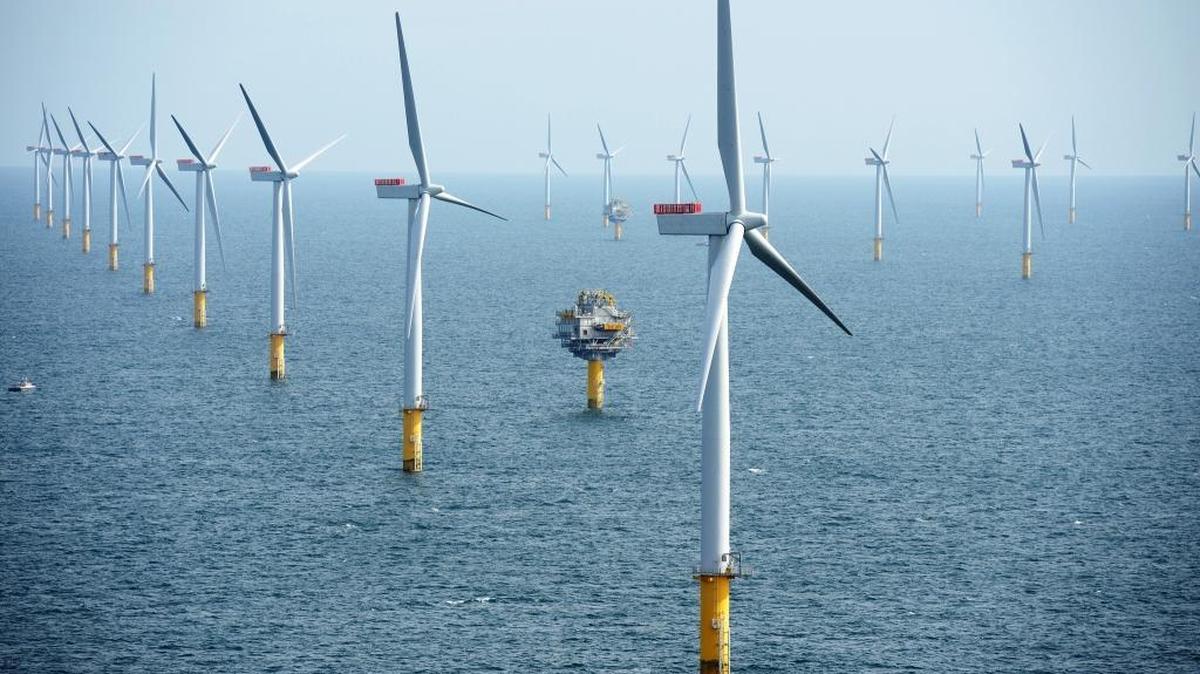 The Sheringham Shoal Offshore Wind Farm, England, is seen in 2012.