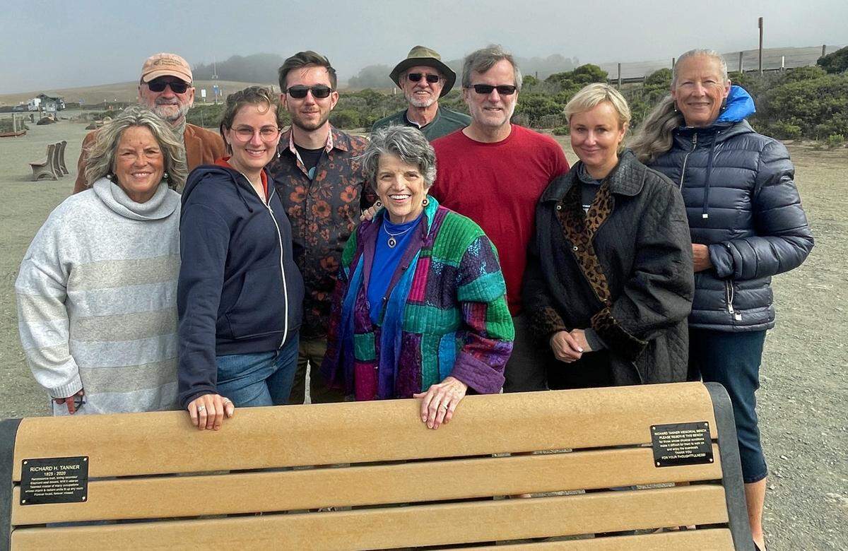 Friends and family pause a moment on July 11, 2022, at the elephant seal rookery overlook south of Piedras Blancas. They assembled to watch as State Parks installed plaques honoring the memory of the late Richard Tanner. Pictured are, from left in the back, Steve McGrath, Connor Main, Richard Greek (further back), Sean Tanner and Gloria Fiscalini. In front are Sandi Sigurdson, Caity Tanner, Tribune columnist Kathe Tanner and Jenny Hayes.