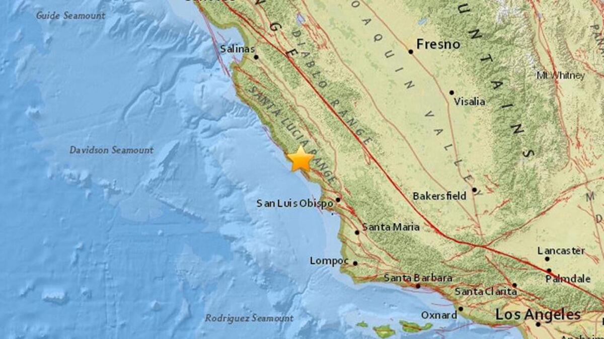 A map shows the epicenter of a small earthquake that rattled the North Coast on Thursday afternoon.
