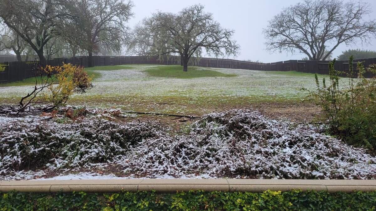 Snow in a Paso Robles backyard on Feb. 25, 2023.