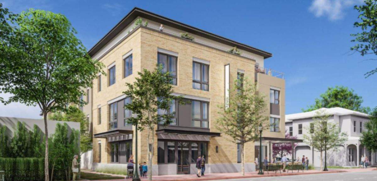 A rendering shows the image of an approved development at 545 Higuera and 486 Marsh streets in downtown San Luis Obispo. Community groups appealed the city’s approval.