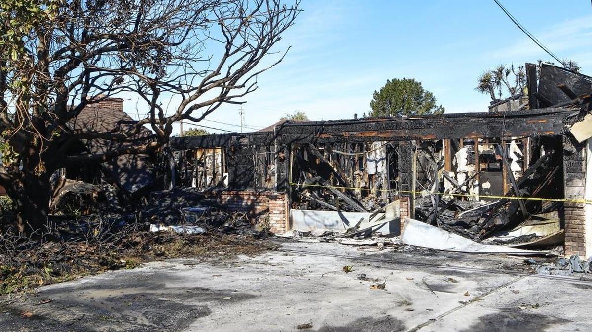 A fire Monday afternoon destroyed this house in the 600 block of Woodland Drive in Los Osos.