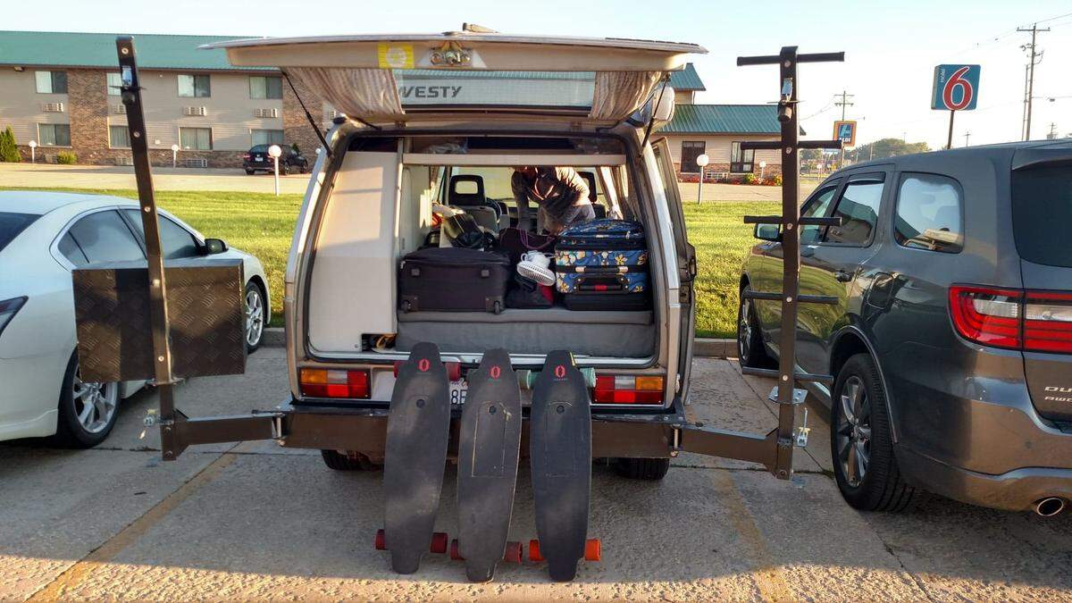 Jack Smith used three different e-skateboards on his cross-country ride this fall.