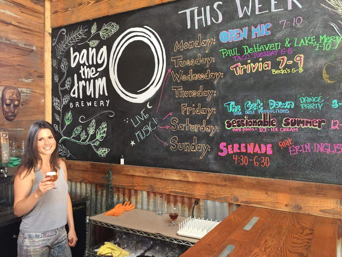 Noelle DuBois, owner of Bang the Drum Brewery, poses for a picture at her business’s former location on Orcutt Road in San Luis Obispo.