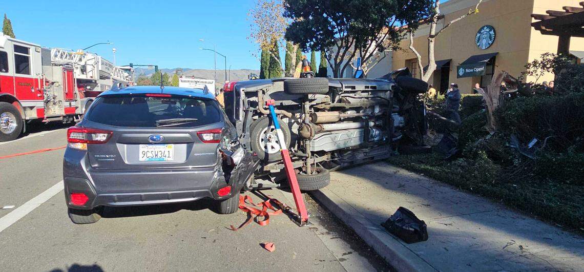 The driver of a pickup truck was injured in a vehicle crash at the intersection of Los Osos Valley Road and Froom Ranch Way on Jan. 16, 2025.