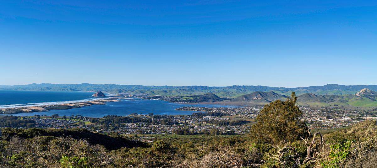The Morro Bay Estuary seen from the hills above Los Osos.