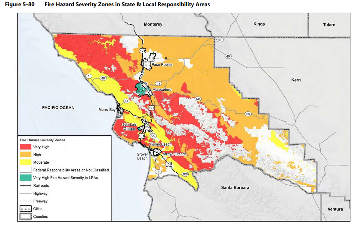 Fire risk is the highest in parts of San Luis Obispo County where wild land borders developed areas, according to the San Luis Obispo County Hazard Mitigation Plan.