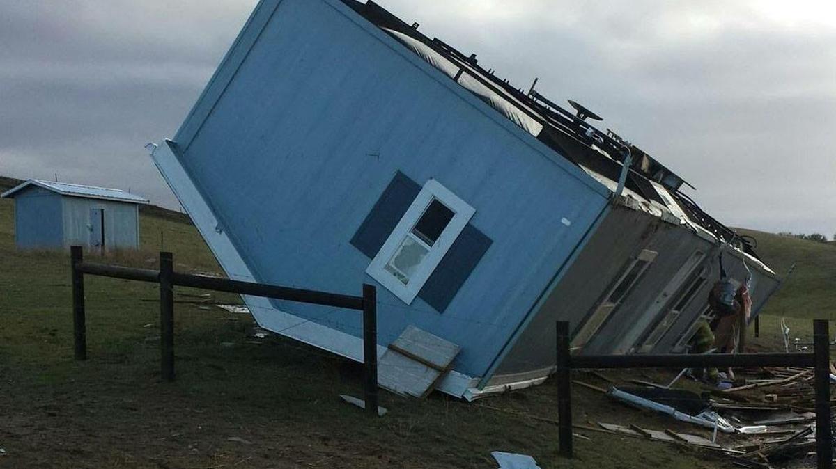 Strong winds flipped a mobile home onto its roof in Paso Robles on Wednesday.