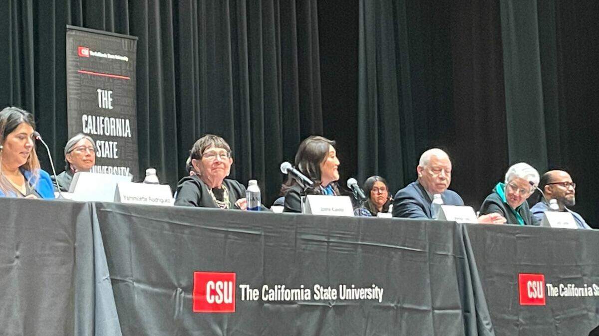 The search committee for the next CSU chancellor held the second of three public forums at Cal State Bakersfield on Wednesday, Feb. 8, 2023.