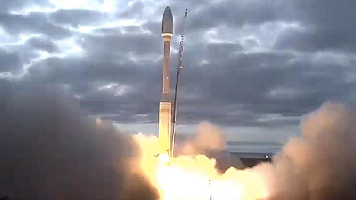 A screenshot of the online streaming of the Vandenberg Air Force Base launch shows a Minotaur C rocket blasting off Tuesday, Oct. 31, 2017.